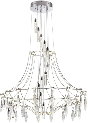 Подвесная большая люстра Odeon Light Flamenco 6699/51L хром/металл/хрусталь IP20 LED 51W (220V, на проводе)