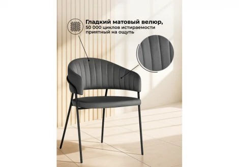 Стул на металлокаркасе Лукас (Металл/Велюр/Черный) Notta 619205