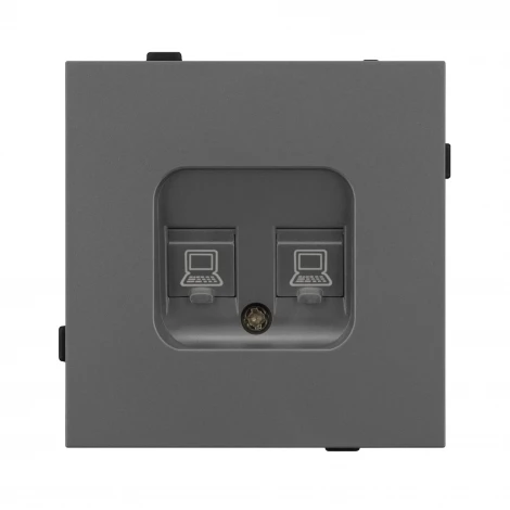 Механизм компьютерной розетки двойной SCT-TENDO-MPC2-SFPL-GR (RJ-45, CAT6) (Arlight, Матовый графитовый) 054597