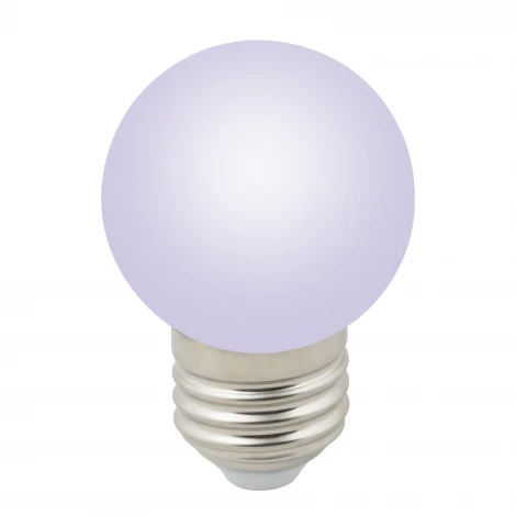 Лампочка светодиодная RGB шар белая E27 1W Volpe LED-G45-1W/RGB/E27/FR/С