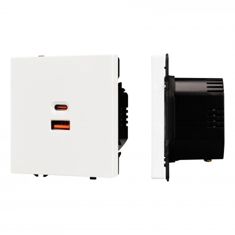 Розетка тип A+C софт-тач белый кварц ARL NOBE USB SCT-MUAC-SFPL-FC-WH (65W, QC3) (Arlight,) 054316(1)