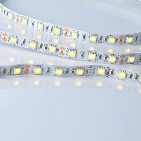 Светодиодная лента Uniel ULS-M25-5050-60LED/m-10mm-IP20-DC12V-14,4W/m-5M-3000K PROFI катушка в герметичной упаковке