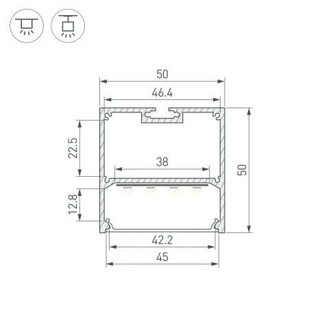Профиль SL-LINE-5050-2000 WHITE (BY) (Arlight, Алюминий) 062804