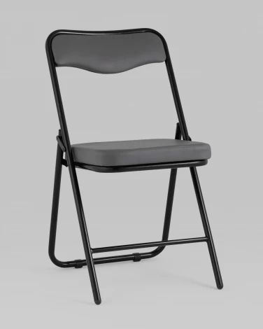 Стул складной Джонни иск.кожа серый, каркас черный матовый Stool Group УТ000043449