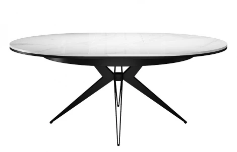 Стол DikLine KW120 керамика белый мрамор C11 глянец/опоры черные (2 уп) арт.00-00073221