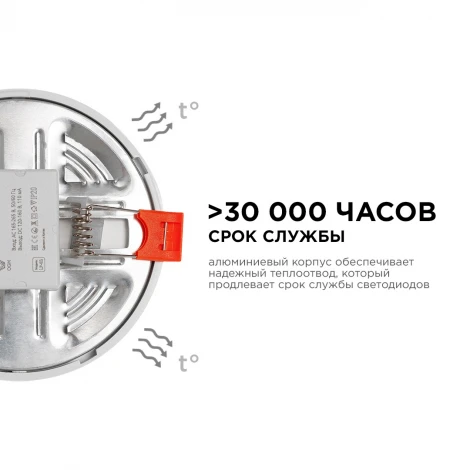Встраиваемый светильник светодиодный с регулировкой под посадочное отверстие 6Вт 500лм 6500К круг OGM LP-03
