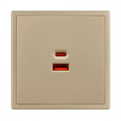 Розетка тип A+C софт-тач золотой песок ARL NOBE USB SCT-MUAC-SFPL-FC-GD (65W, QC3) (Arlight,) 054318(1)
