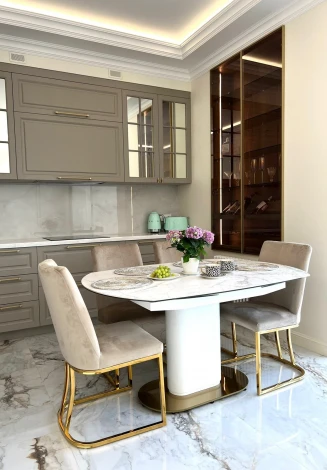 Стол обеденный IST-CASA раскладной Атриум MC22122DT, 140(200)х100х77 см, белый мрамор