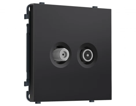 Комплект механизма ТВ-розетки оконечной + SAT (Черный матовый) Ambrella Volt QUANT PRO MS813310