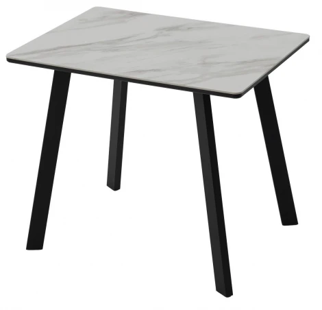 Стол ТИК ТАК 90 цвет Белый мрамор активный, керамика / Черный каркас M-City 64585