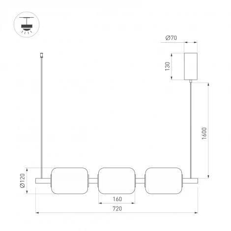 Подвесной светильник SP-CARAMELA-HANG-L720-12W Warm2700 (BK, 360 deg, 230V) (Arlight, IP20, Натуральный шелк) 056885