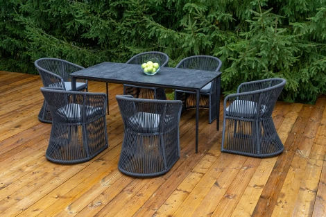 "Романо" обеденная группа на 6 персон, каркас темно-серый, роуп темно-серый 4SIS ROM-CM6T1-7-SET D-gray