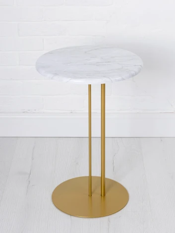 Стол приставной МеталлАрт М015 белый мрамор/золото Mebelik 009778
