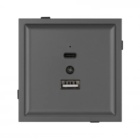 Механизм USB розетки SCT-TENDO-MUAC-SFPL-GR (5V, 3A, QC3) (Arlight, Матовый графитовый) 054538