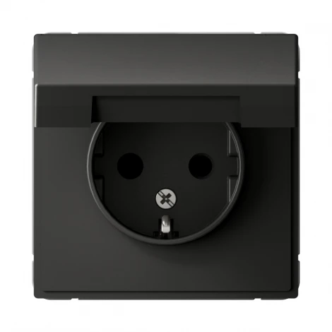 Розетка с заземлением, шторками и крышкой (базальт) Systeme Electric GAL001446