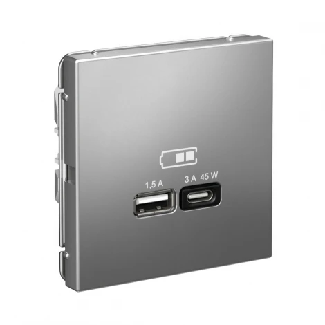 Розетка с быстрой зарядкой USB Type A+С 45Вт (сталь) Systeme Electric GAL000929