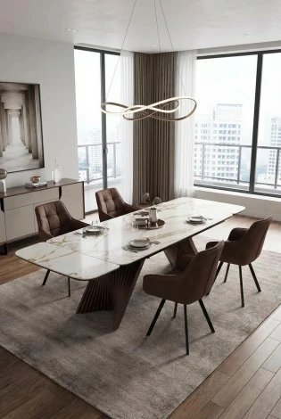 Стол МАНХЭТТЕН 200 цвет СВЕТЛЫЙ БЕЖ ( DRAC COLD XLIM), керамика / Орех Карни натуральный M-City 64767