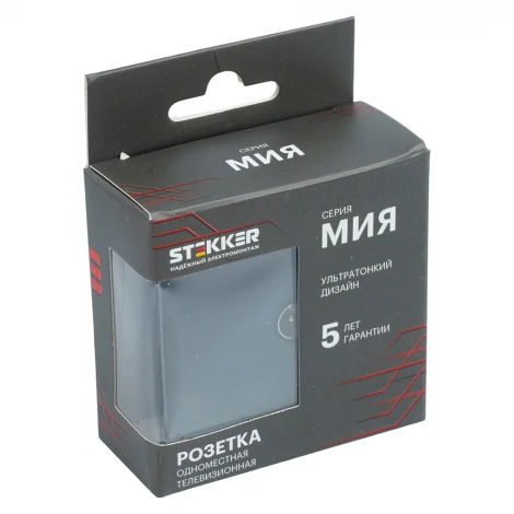 Розетка телевизионная 1-местная (механизм) 75 Ом, 5-862МГц RST00-3108-05 черный бархат Stekker Мия 50449