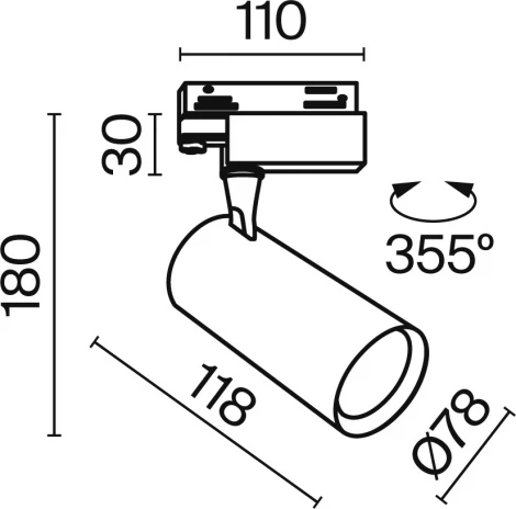 Трековый светильник Vuoro Trinity 3000K 10Вт 24° LED (трехфазный) Maytoni Technical TR029-3-10W3K-S-W