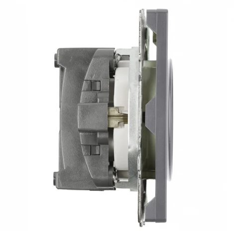 Розетка 1-местная с з/ш, с/з (механизм), СЗК 250В 16А RST16-5110-10ZK платиново-серый soft touch Stekker Эмили 50243