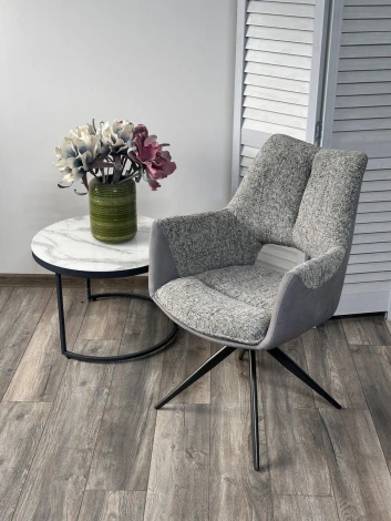 Стул ДАВЕН (DAVEN) 360 град, цвет СЕРЫЙ RIELY-450 / G1038-04 , ткань /ТЕМНО-СЕРЫЙ каркас, ®DISAUR M-City 64679
