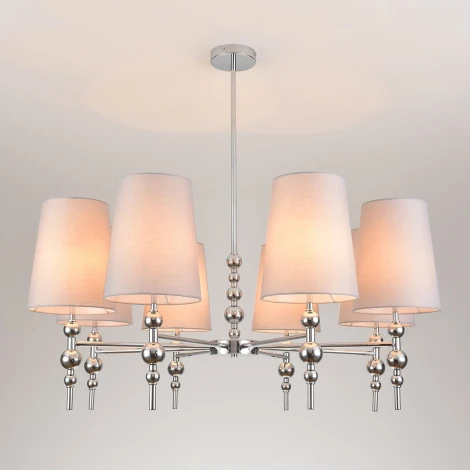 Потолочная люстра на штанге Lumion Ilaria 8437/8 хром/серый металл/текстиль E27 8*40W 220V