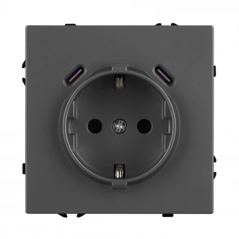 Розетка ARL NOBE зк со шторками с USB тип C+С софт-тач серый базальт SCT-MUCC-SFPL-GR (250V, 16A) (Arlight,) 061816(1)