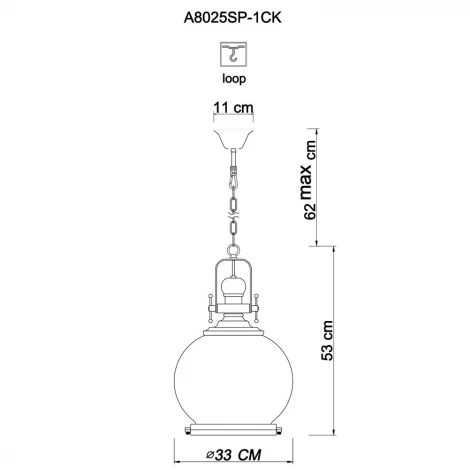 Подвесной светильник Arte Lamp Nautilus A8025SP-1CK