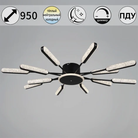 Потолочная люстра светодиодная с пультом с регулировкой цветовой температуры и яркости Reluce 97290-0.3-12 BK