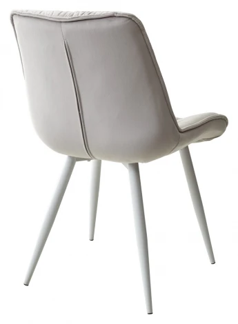 Обеденный стул M-City MONACO UF910-02 LIGHT GREY, велюр/белый каркас