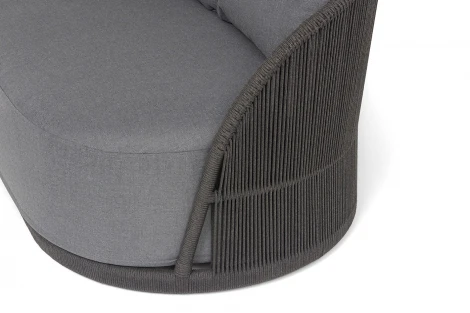 "Монтелла" диван 3-местный плетеный из роупа, каркас алюминий темно-серый (RAL7024) муар, роуп темно-серый круглый, ткань темно-серая 027 4SIS MONT-S-3-001 RAL7024 Mua D-grey(D-gray027)