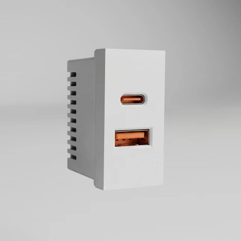 Модульная розетка USB тип A+C 45*22,5 (белый) Werkel W1272701 (a072528)