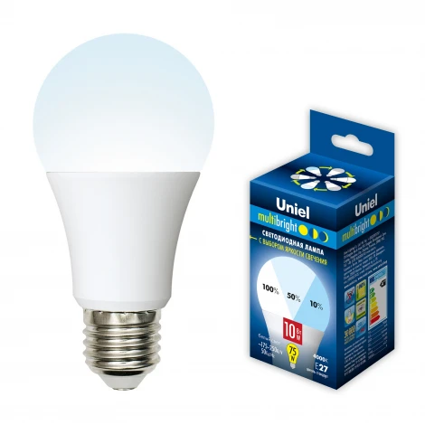 Лампочка светодиодная шар белая E27 10W 4000K Uniel LED-A60-10W/NW/E27/FR/MB PLM11WH