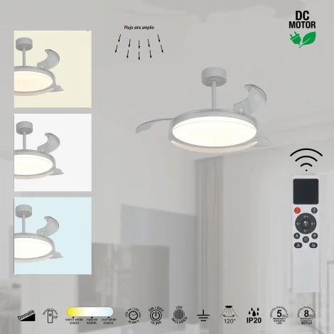 Потолочная люстра с вентилятор Mantra Glass Fan 9525