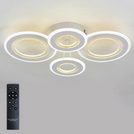 Потолочная люстра светодиодная Natali Kovaltseva Groove LED LAMPS 81196 с пультом ДУ, моб. приложением 140W, белый, LED (регулировка яркости, 220V)
