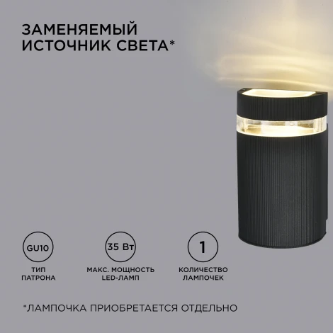 Настенный светильник уличный 1х35Вт черный, алюминий Apeyron 11-131