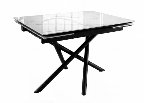 Стол DikLine BKX110 Керамика Carrara Gloss (мрамор глянец белый)/подстолье черное/опоры черные (2уп.) 00-00087086