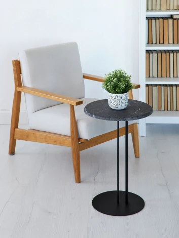 Стол приставной МеталлАрт М015 черный мрамор/черный Mebelik 009777