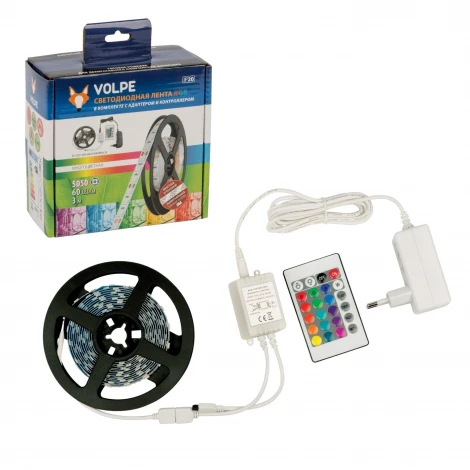 Светодиодная лента Volpe ULS-Q221 5050-60LED/m-IP20-3M-RGB RRP36C24 Комплект светодиодной ленты с адаптером и контроллером