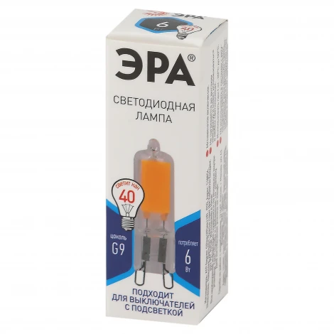 Лампочка светодиодная G9 6Вт ЭРА LED JCD-6W-GL-840-G9 LED JCD-6W-GL-840-G9