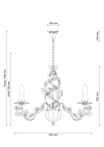 Подвесная люстра Fiori di rose 185.8 Lucia Tucci (220V, на цепи, подсвечник, свеча, цветы, ветки, розы)