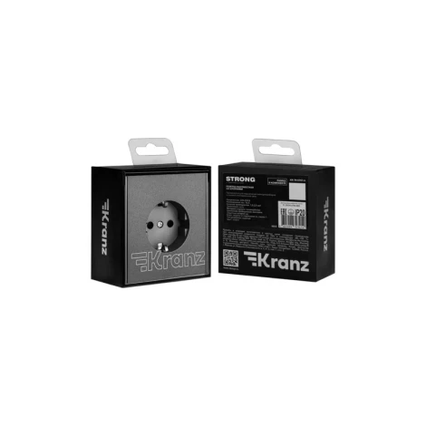 Розетка 1-ая с/з с/у, со шторками 16А графит Kranz Strong KR-78-0701-6