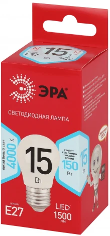 Лампочка светодиодная E27 15Вт ЭРА LED P45-15W-840-E27 R LED P45-15W-840-E27 R