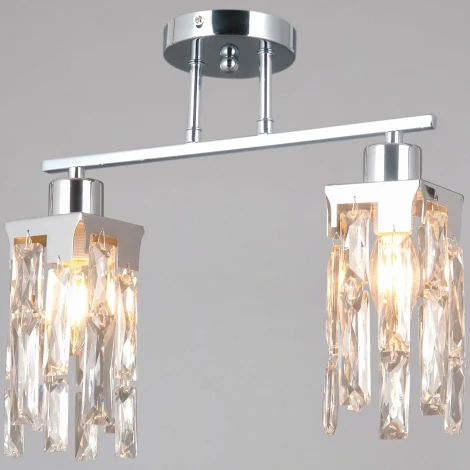 Потолочная люстра хрустальная на штанге ILLUMICO IL3601-2CSQ-26 CR DS