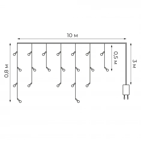 Бахрома светодиодная с эффектом мерцания, 10м. соединяемая, 480 светодиодов, разноцветный свет Uniel ULD-B10008-480/TTK MULTI IP44
