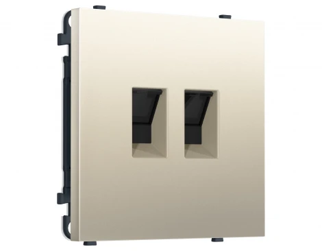 Комплект механизма розетки Ethernet RJ-45 двойной с защитной шторкой (Шелк) Ambrella Volt QUANT PRO MS552110