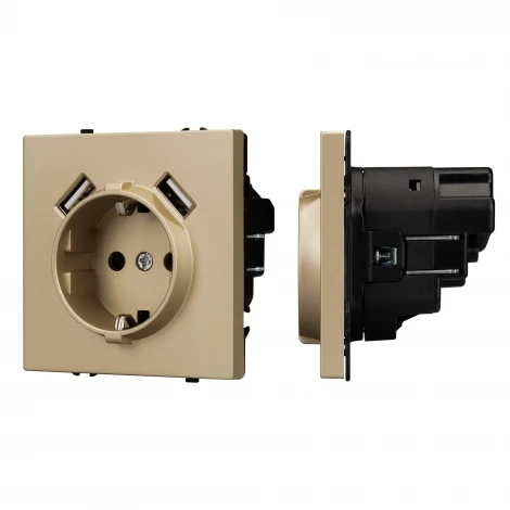 Розетка ARL NOBE зк со шторками с USB тип А+А софт-тач золотой песок SCT-MUAA-SFPL-GD (250V, 16A) (Arlight,) 054290(1)