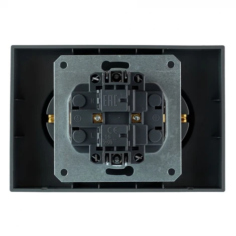 Розетка 2-местная с з/ш, с/з, СЗК 250В 16А RST16-5114-05ZK черный уголь, soft touch Stekker Эмили 50252
