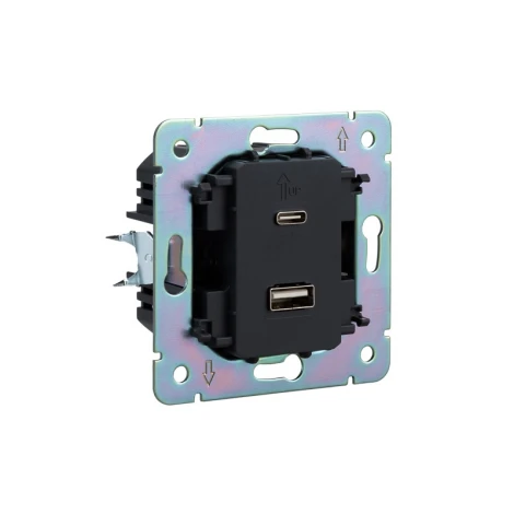 Розетка USB-A+Type-C 3А с функцией быстрой зарядки шелк Kranz Strong KR-78-0734-8
