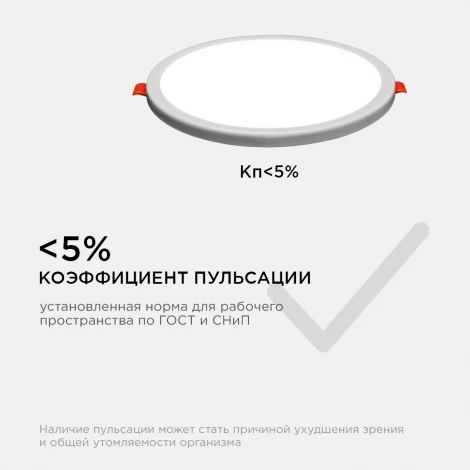 Встраиваемый светильник светодиодный с регулировкой под посадочное отверстие 8Вт 750лм, 4500К круглая, драйвер на корпусе OGM LP-05